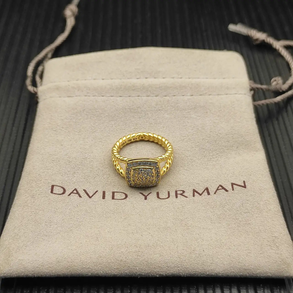 David Yurman full diamond gold square diamond ring